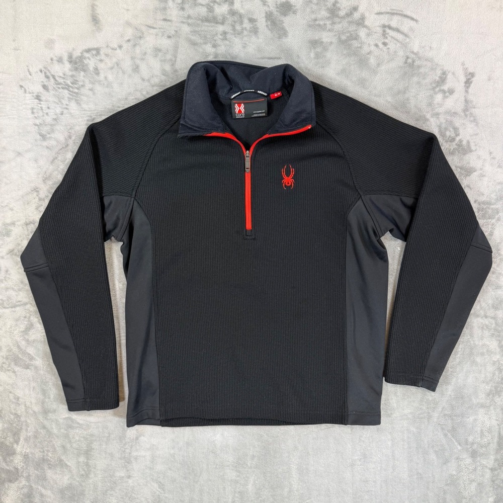 Spyder Core Fleece Pullover JacketMens Size M Black Quarterzip Sweater